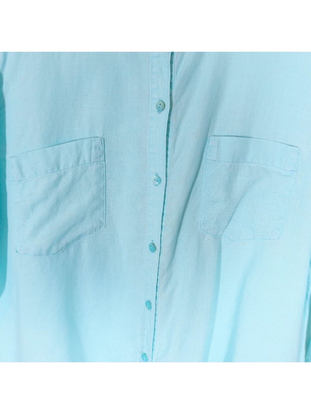 EILEEN FISHER Linen Button Up Relaxed Tunic Top Size S Casual Coastal Preppy - Picture 3 of 5